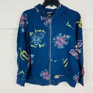 Disney villains Ariel‘s Ursula Nash Blue Graphic full Zip-Up fleece Hoodie SZ 0